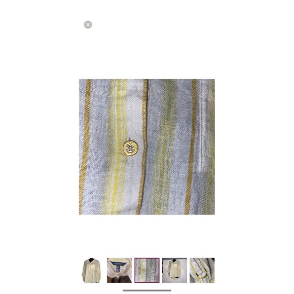 Ellen Tracy‎ Women Linen Top Large Yellow Gold Accent Buttons - Picture 6 of 10